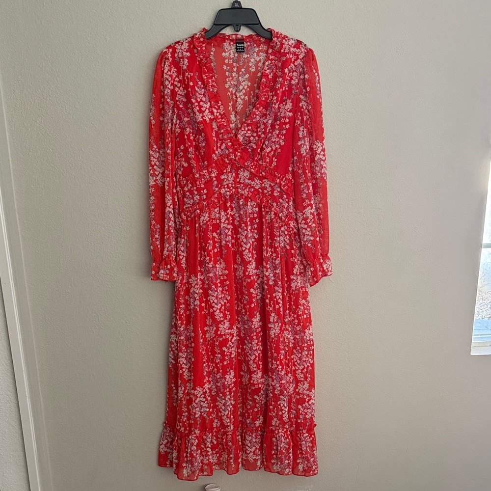 Floral Red Dress